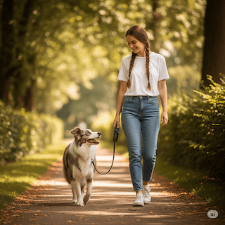 chó kéo dây khi đi dạo