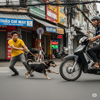 chó kéo dây khi đi dạo