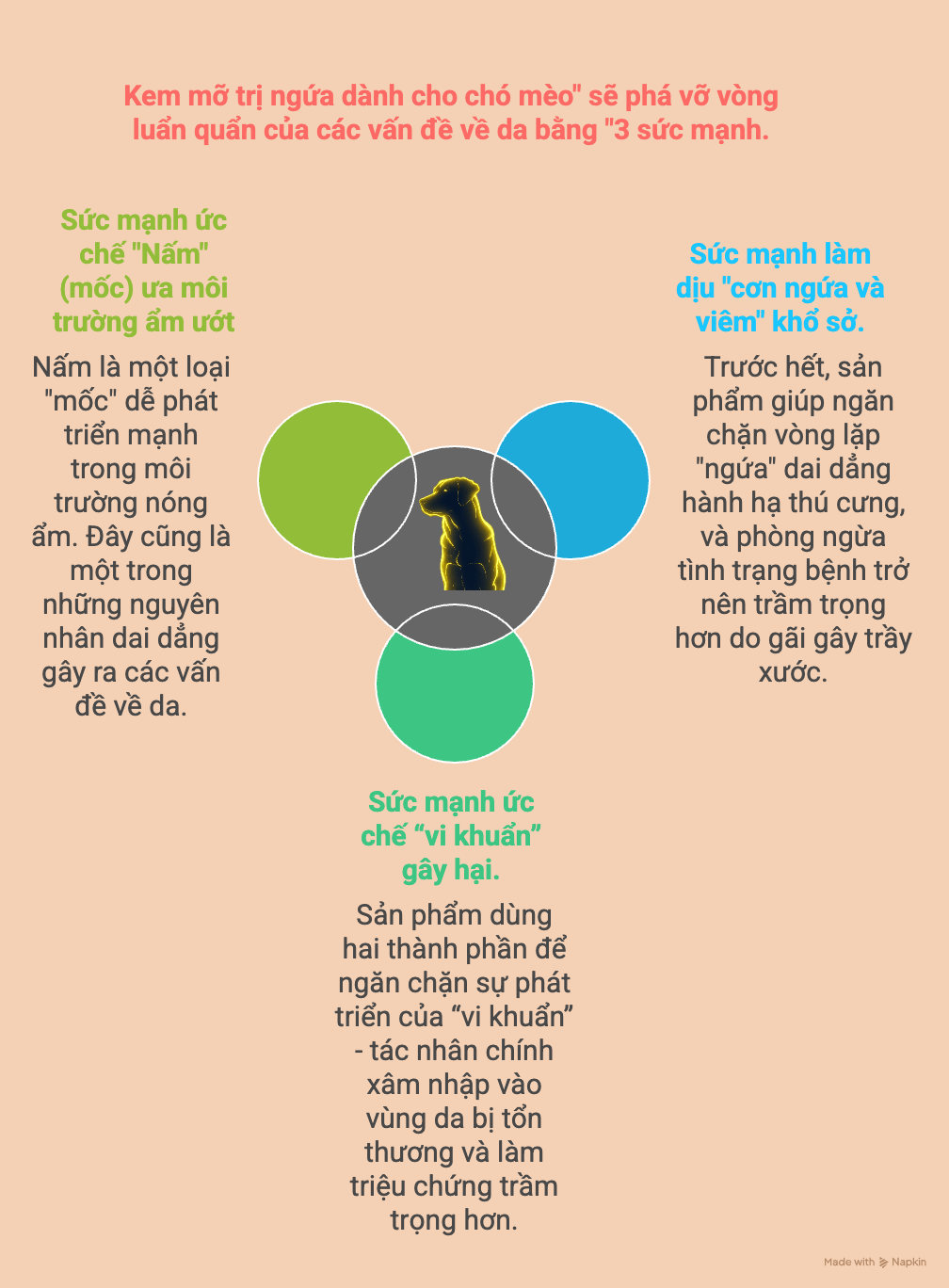 "Kem mỡ trị ngứa dành cho chó mèo" sẽ phá vỡ vòng luẩn quẩn của các vấn đề về da bằng "3 sức mạnh".