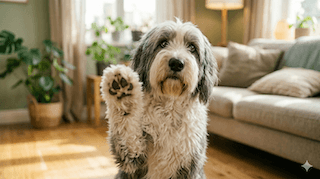 chó chạm chân trước