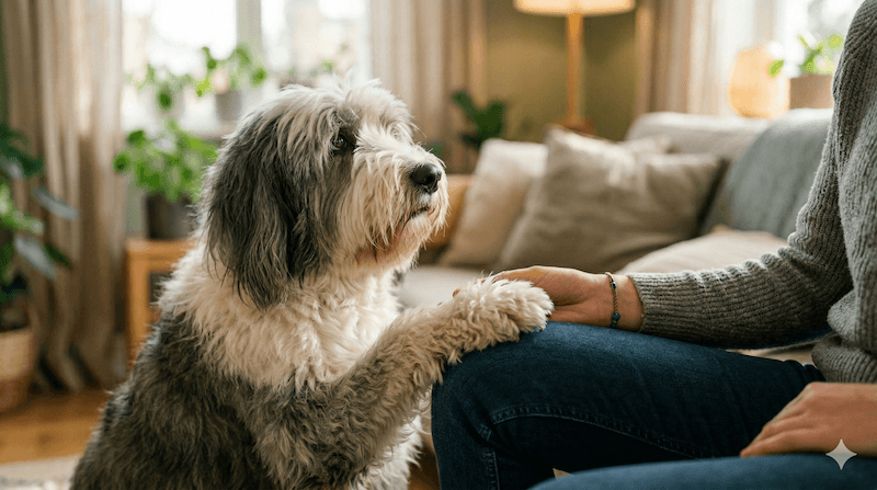 chó chạm chân trước