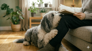 chó chạm chân trước