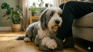 chó chạm chân trước