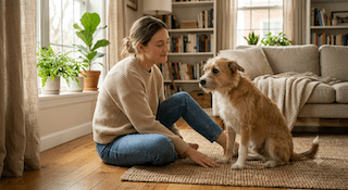 chó tránh ánh mắt